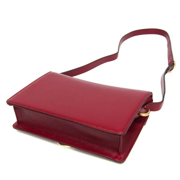 GUCCI Red Leather GG Marmont Shoulder Bag - Picture 2 of 16